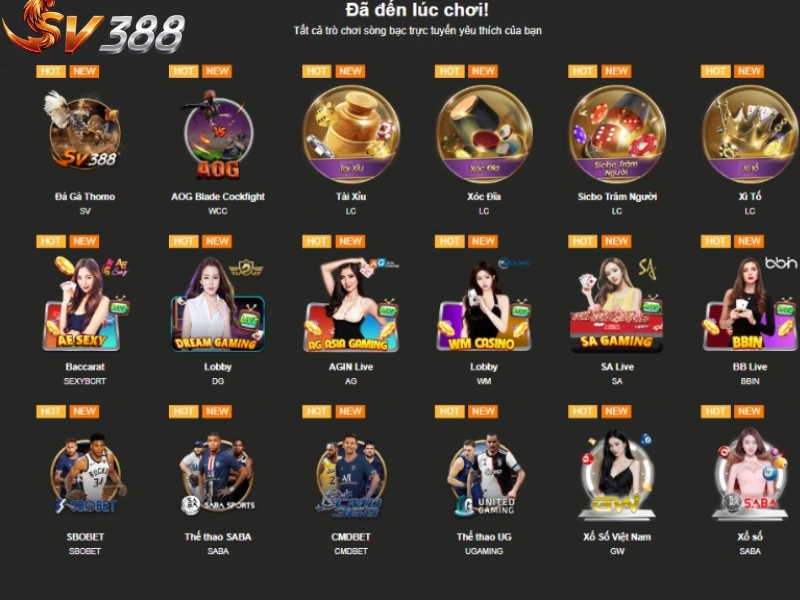 Hệ thống các tựa game cá cược tại SV388